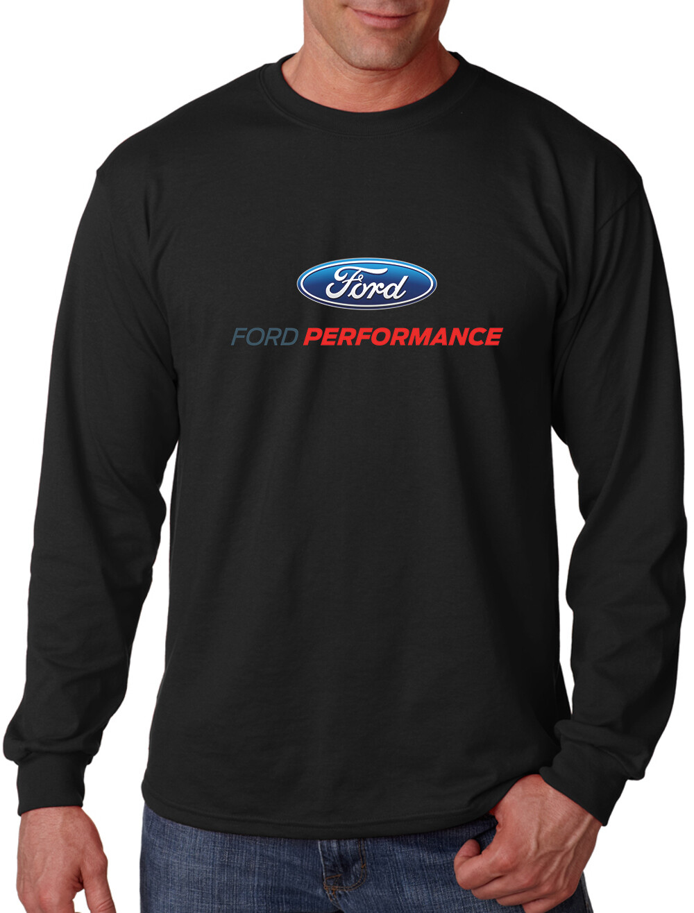 Men's Ford Performance Long Sleeve Black T Shirt Car truck racing