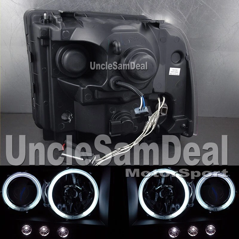 PARA 05-07 FORD F250 F350 DOBLE X-BRILLANTE LED HALO PROYECTOR FAROS NEGRO PAR Foto 2 de 2