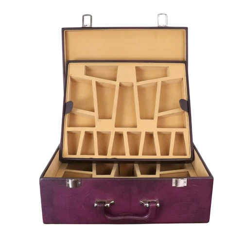 Signature Leatherette Coffer Storage Box -Burgundy- Chess Pieces of 4.2" to 5.0"