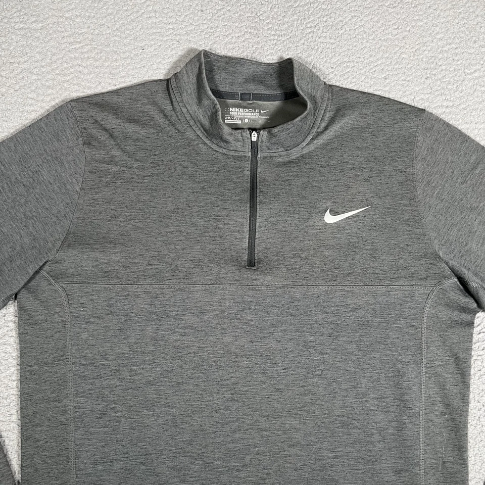 Nike Sweater Mens Large Gray Tour Performance Golf 1/4 Zip Pullover Wool Blend - Image 3 of 4