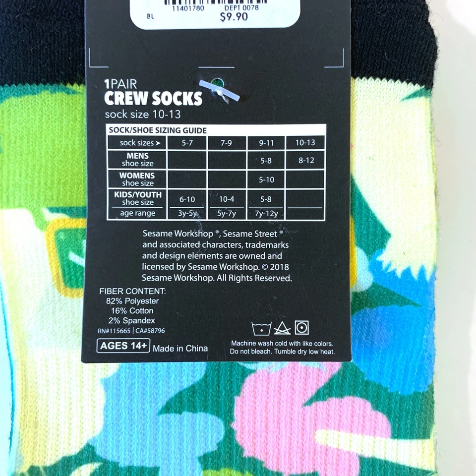 Calcetines cortos Sesame Street Workshop Muppet Silhouettes 1 par de zapatos talla 10-13 Foto 4 de 4