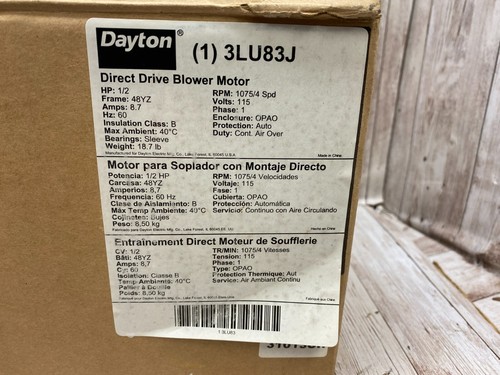 DAYTON Direct Drive Blower Motor: 4 Speed, Open Air-Over, Ring/Stud Mount NEW - Picture 3 of 4