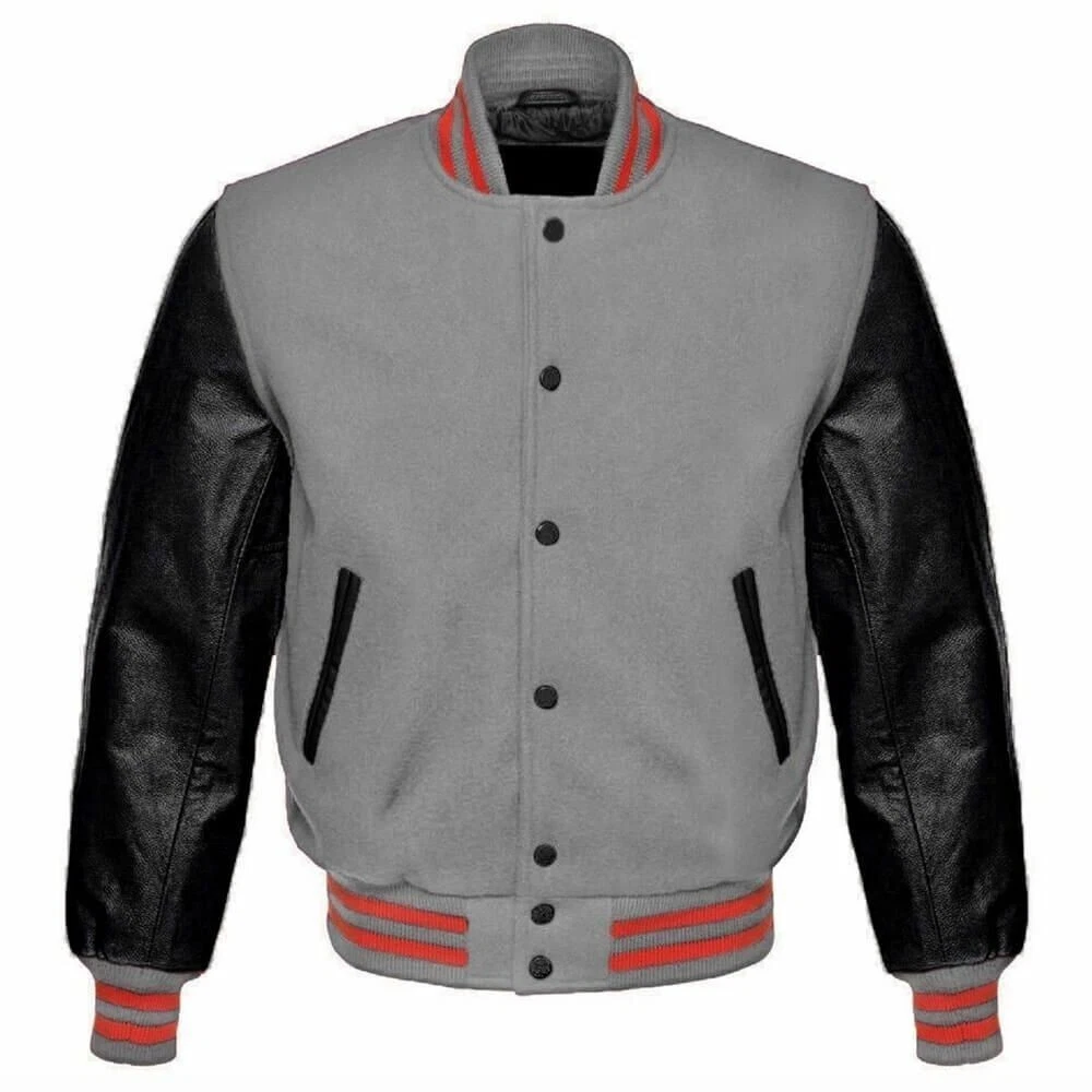 Mens baseball jacket leather cheap sleeves