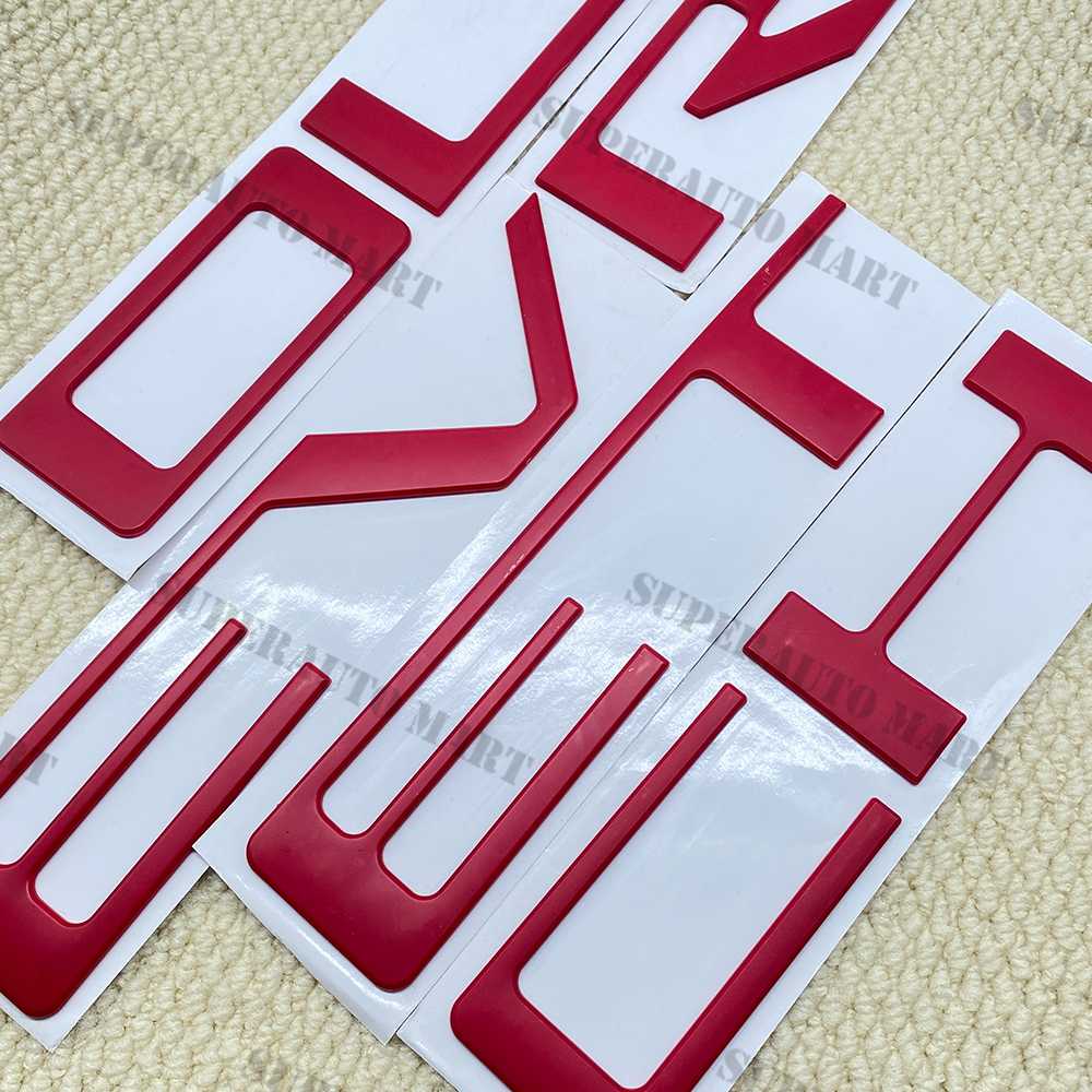 3D Tailgate Insert Letters Emblem For 2019-2025 Silverado Rear Decals Matte Red
