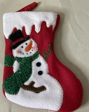 Christmas Holiday Red Small Snowman Winter Stocking NEW 6 Inch