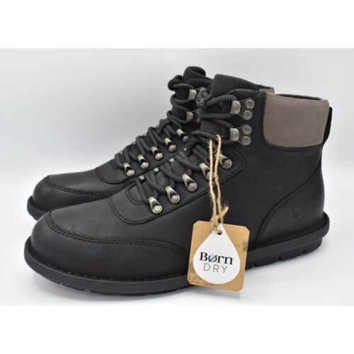 Born Mens Size 9.5 Scout Black Full Grain Leather Waterproof Lace Up Combo Boots - Afbeelding 1 van 13