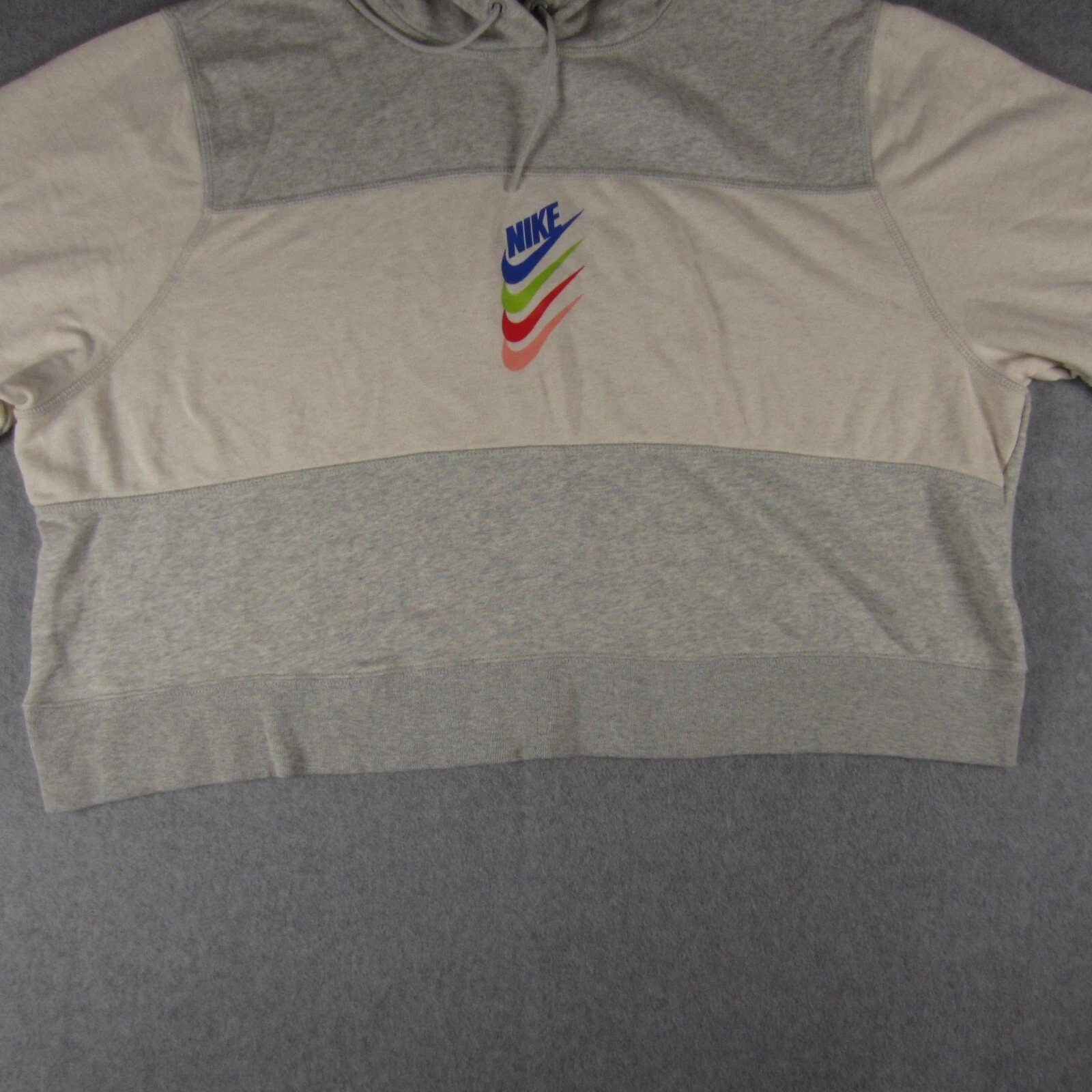 OFF WHITE Nike Sportwear Felpa con Cappuccio Donna 1X Grigio Crema DNA Stacked Swoosh Cropped