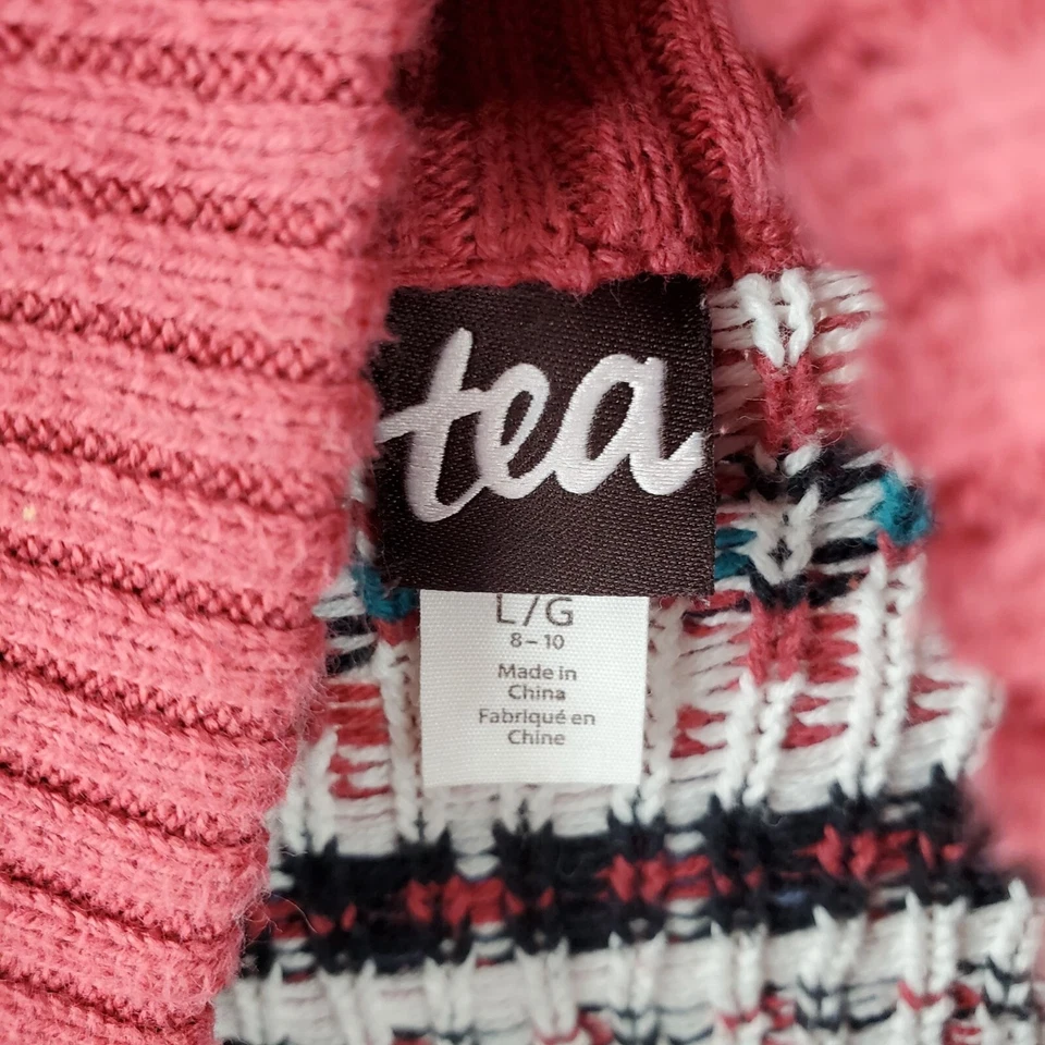 Camisa Suéter Túnica Grande Tea Girls Cuello Chal Rosa Malva Azul Patrón 8-10 Foto 3 de 4