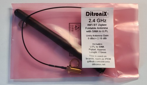 WiFi Foldable Antenna 2.4G 2.5 dBi U.FL SMA 170mm Pigtail Cable Bulkhead Panel - Picture 2 of 4