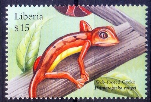 Geco con piedi web, rettili, Liberia 2001 MNH