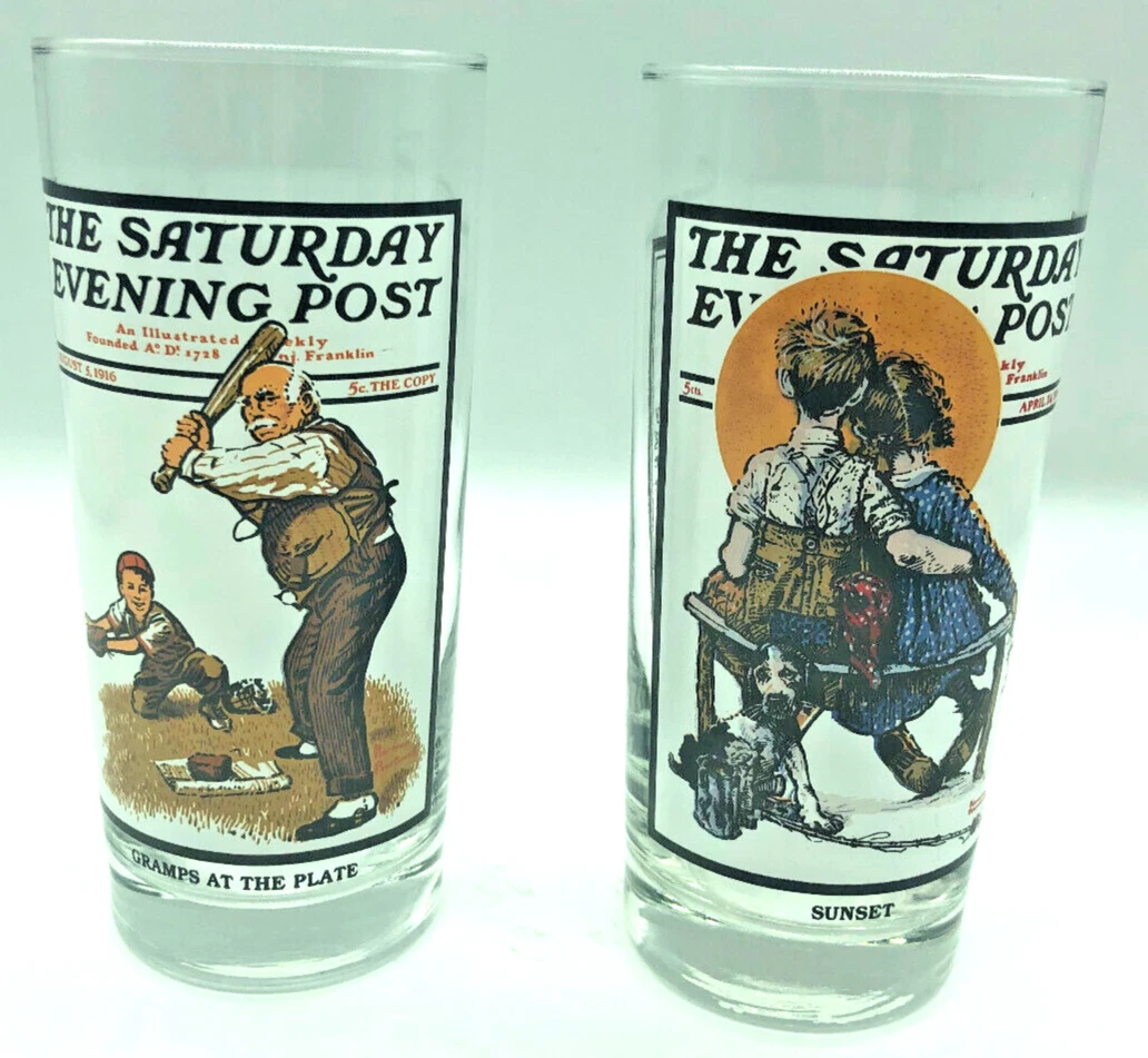 Vintage Saturday Evening Post Arbys Promotional Glasses Sunset Gramps Plate