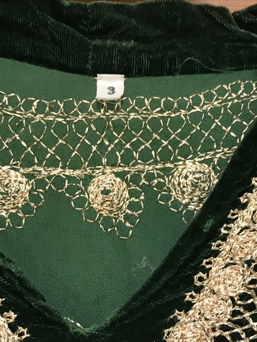 Vest 1960's Hippie Emerald Green Velvet Gold Embroidery Size Women's M Boho Orig - Picture 3 of 7