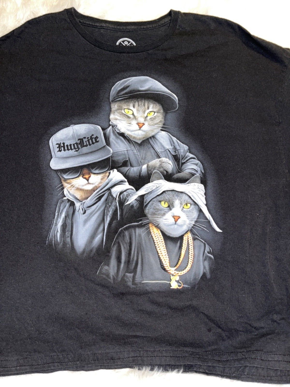 FILA Camicia DOM da uomo taglia 3XL gatto gattino braccio della morte parodia abbraccio t shirt vita nera
