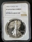1993 P $1 American Proof Silver Eagle NGC PF 69 Ultra Cameo Brown Label #6727