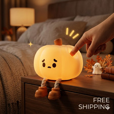 Halloween Pumpkin Night Light Soft Silicone LED Bedside Lamp Cute Gift