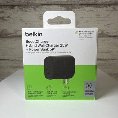 Belkin BoostCharge Hybrid 25W Wall Charger & 4800mAh Power Bank (Black)