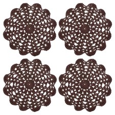4Pcs Crocheted Cotton Doilies, 5.5" Lace Doilies Lace Placemats, Dark Brown
