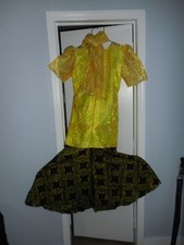 Authentic African Long dress yellow Lace with Kampala Ankara material for Lady