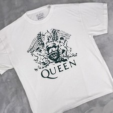 Queen Official Merch White/Green Crest Logo M Classic Rock Music T-Shirt