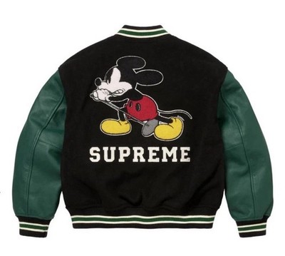 ジャケット・アウター Supreme/Number (N)ine/Mickey Mouse Supreme Number Nine Disney Varsity Jacket Size M Black Mickey