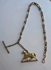 Antique Gold Filled Pocket Watch Chain Horse Equestrian Fob by W. SB