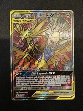 Pokemon Stained Glass Moltres Zapdos & Articuno TagTeamGX Sm210 Hidden Fates DMG
