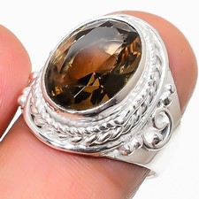 Smoky Quartz Gemstone Handmade 925 Sterling Silver All Size Ring For Gift