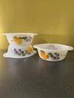 Vtg Anchor Hocking Gay Fad Fruits 1 pt Round Casserole Dish Set Of 3