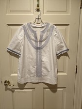Tory Burch Women’s Embroidered Poplin Relaxed Tunic size 8