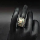 Sterling Silver Abalone Shell Ring Blistered Pearl Size 4.5 Vintage