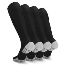 4 Pairs Soccer Socks Men Youth Kids Cushioned Knee High Team Medium Black