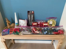 Huge Lot of Vintage Christmas Craft Supplies - Cute Mr & Mrs Claus Kit - Florals