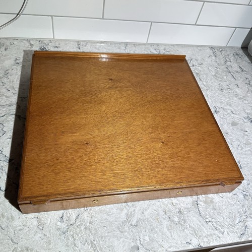 Vintage Wooden Adjustable Podium Lectern Top w/ Storage & Brass Hardware