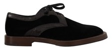 Dolce & Gabbana Black Velvet Exotic Leather Men's Shoes Authentic