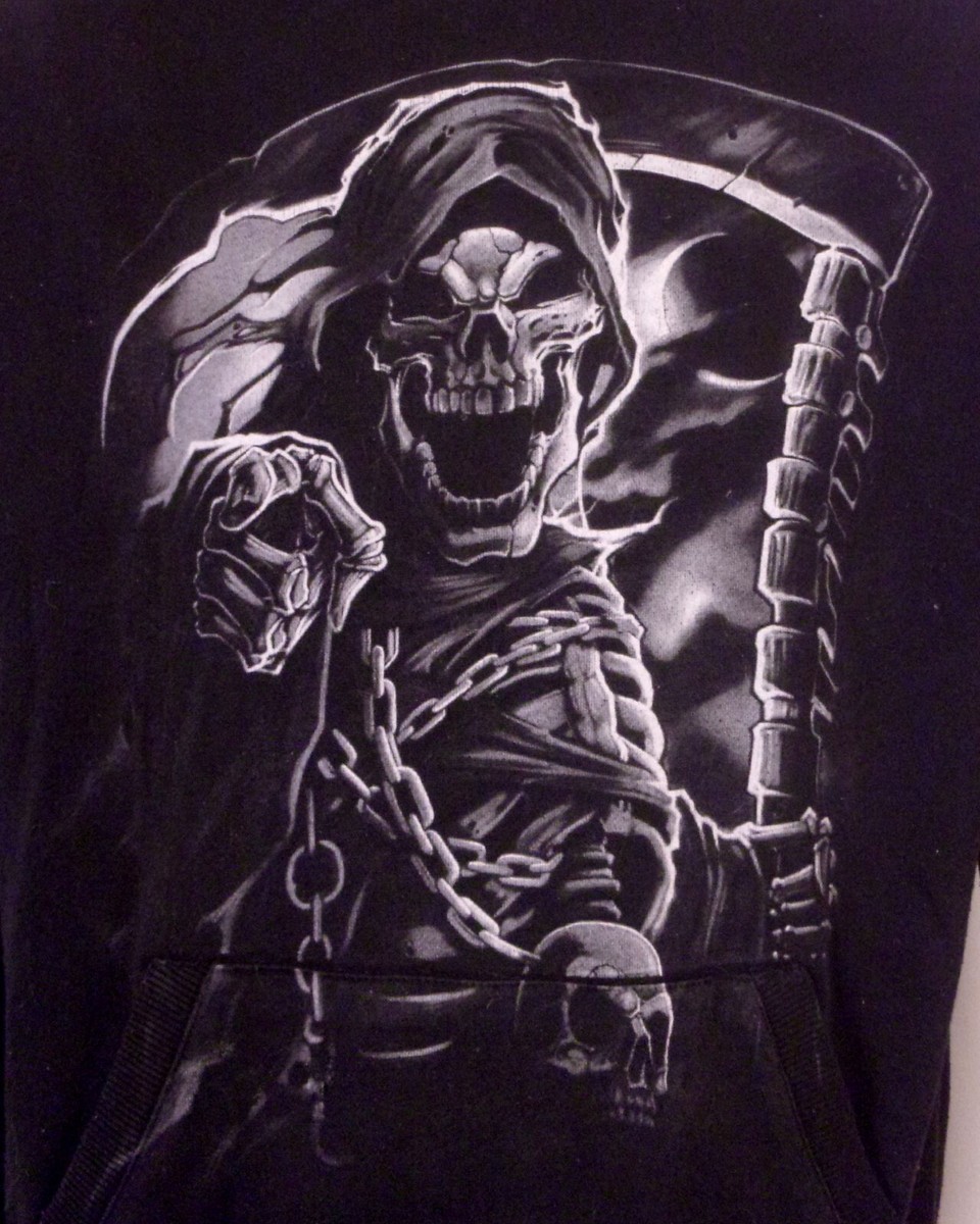 vintage 00s Y2K awesome ODM Grim Reaper Pullover Hoodie vintage 00s Y2K awesome ODM Grim Reaper Pullover Hoodie