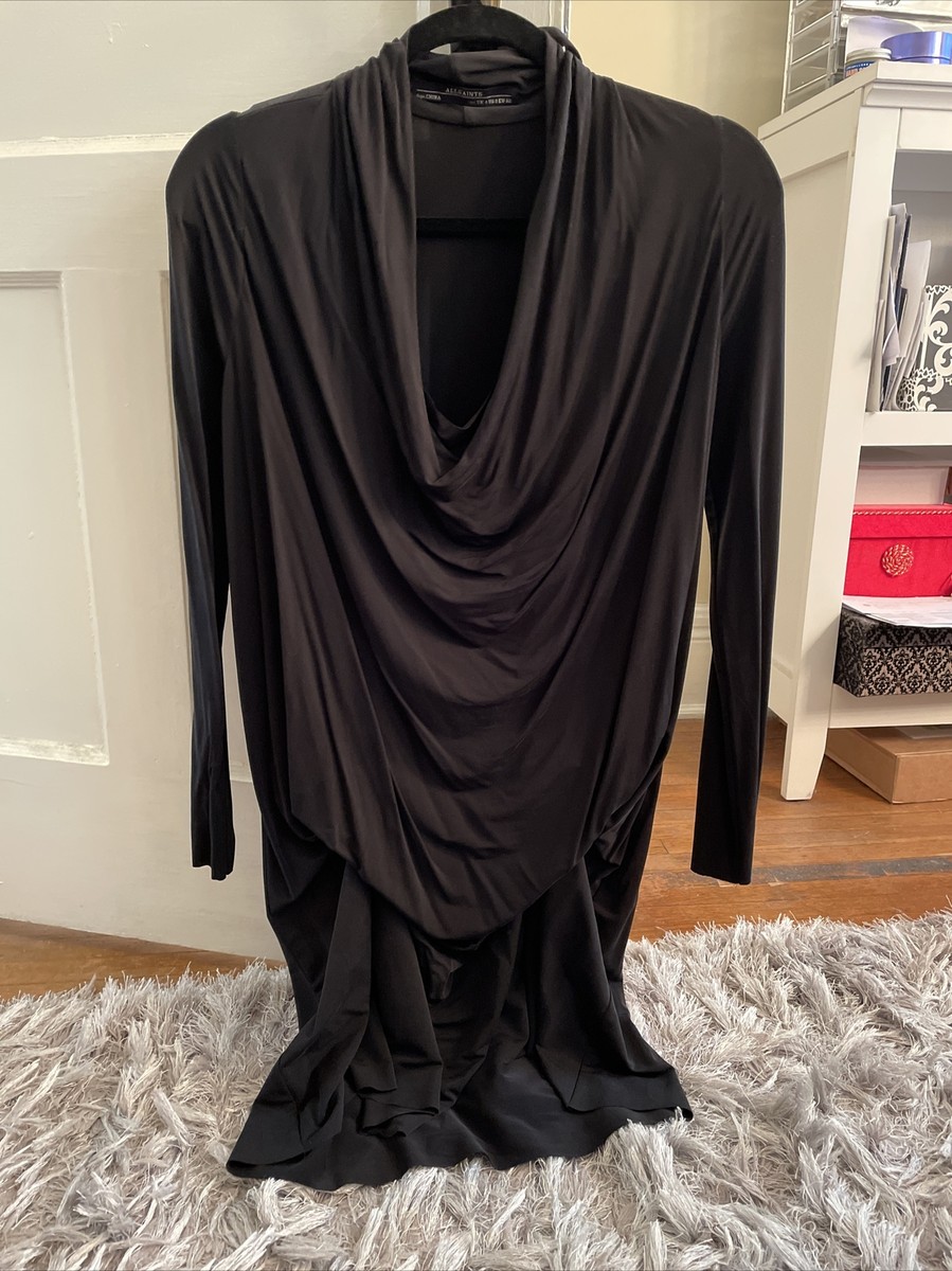 black jersey tunic dress All Saints Draped Tunic/Mini Dress In Black Jersey Size 0