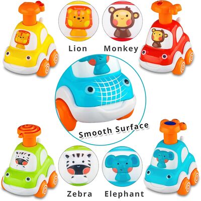 4 PCS Inertia Animal Car Toys for 1 Year Old Boy and Girl|Toddler