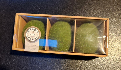 NIB SET 3 RABBIT HILL FARM FAUX GREEN GRASS/MOSS EASTER EGGS