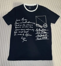 Perry Ellis Graphic T-Shirt for Men Navy Blue with White Collar ~ Size Medium M