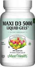 Maxi Health Vitamin D3 5000 IU - 180 Liquid Softgels