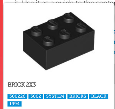 NEW! LEGO-BLACK-Brick 2x3 QTY 4