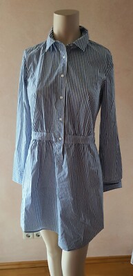COMMA women's dress shirt dress striped light blue white size 34 NP  119,-