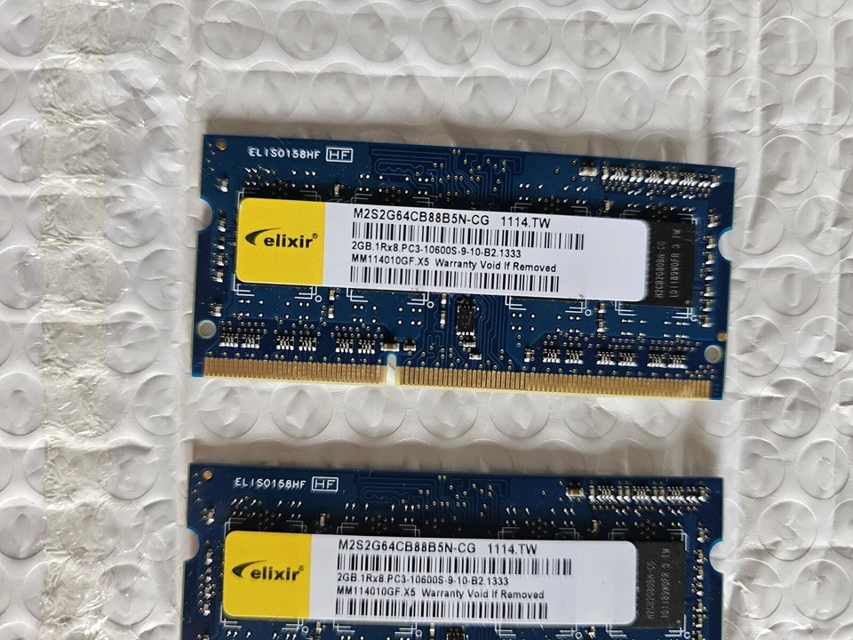 4GB (2x 2GB) DDR3 RAM elixir 1Rx8 PC3 10600s-09-10-B2 1333 Laptop MEMORY - Image 2 of 2