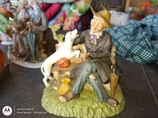 Vintage Man & Dog Japan Bisque Figurine 