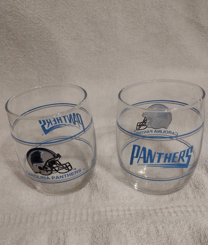 NEW OLD STOCK VINTAGE NFL FOOTBALL CAROLINA PANTHERS GLASS TEAM