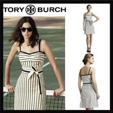 NWT Tory Burch Kinsley Nautical Stripe Dress Belted Cruise Sundress M L Size 10