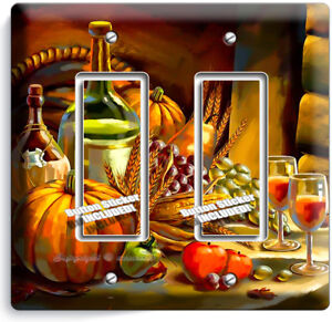 Wall Plate Wine & Cheese Art Plates Brand Double Toggle Switch 