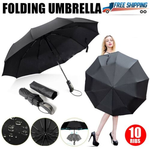 Regenschirm Taschenschirm schwarz Ø105cm Damen Herren Schirm Mini - Bild 1 von 13