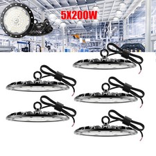 5Pack 200W UFO Led High Bay Light Gym Warehouse Commercial Light Fixtures 6500K