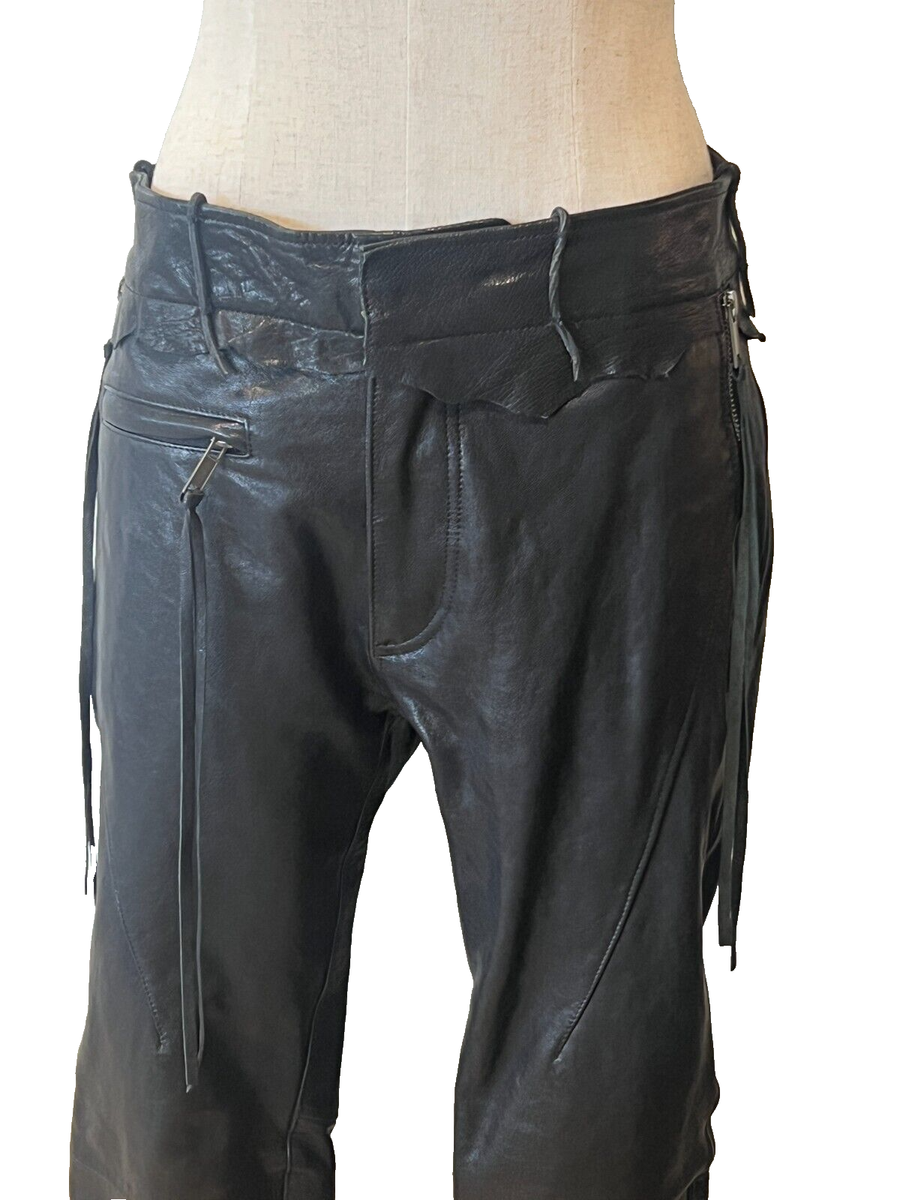 HAIDER ACKERMANN Black Leather Zips, Crop, Lined Pants 36FR HAIDER ACKERMANN Black Leather Zips, Crop, Lined Pants 36FR
